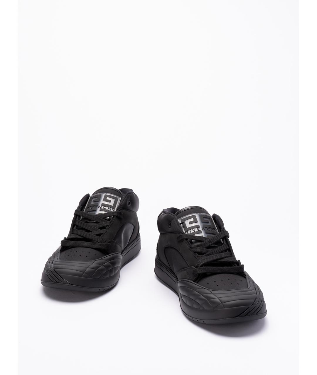 GIVENCHY Черные кожаные высокие кроссовки / кеды, фото 2