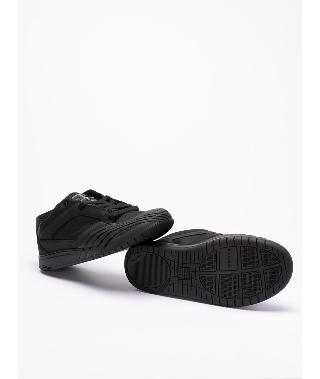 GIVENCHY Черные кожаные высокие кроссовки / кеды, фото 4
