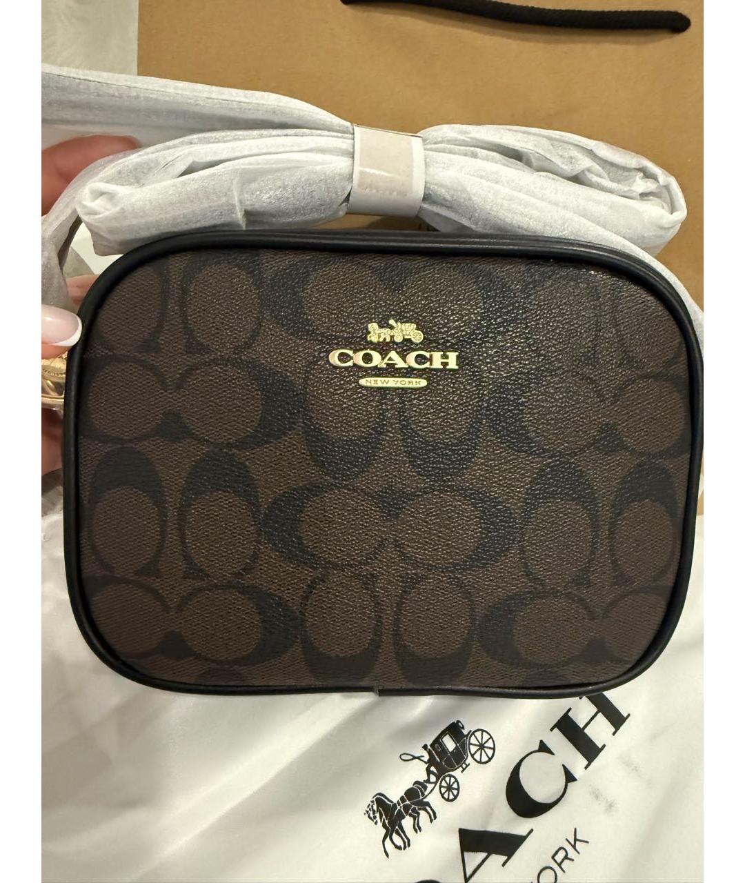 COACH Коричневая сумка через плечо из искусственной кожи, фото 2