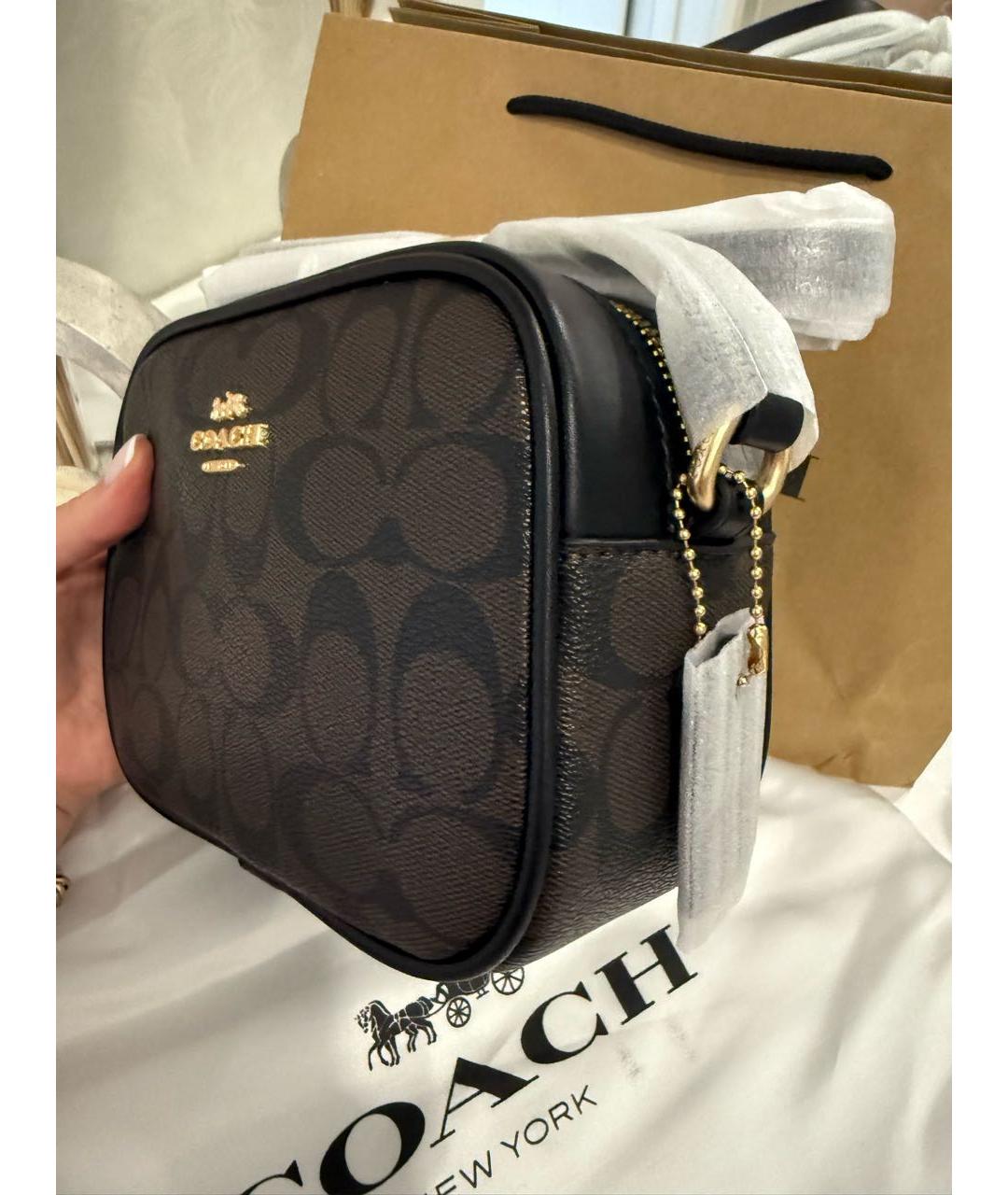 COACH Коричневая сумка через плечо из искусственной кожи, фото 3