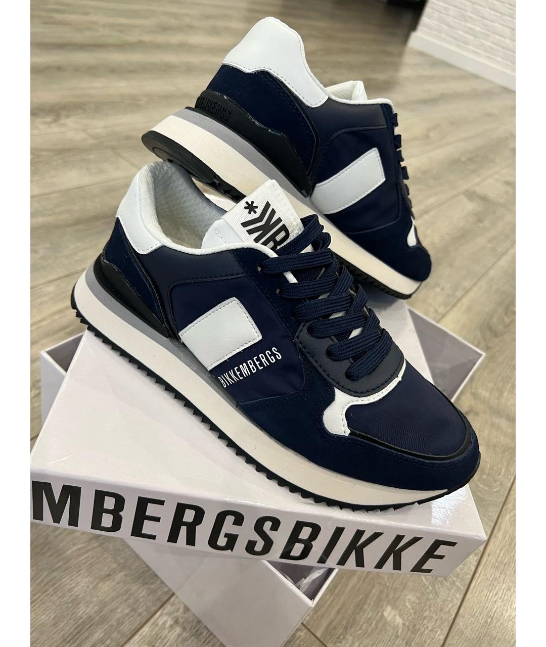 BIKKEMBERGS Темно-синие замшевые низкие кроссовки / кеды, фото 7