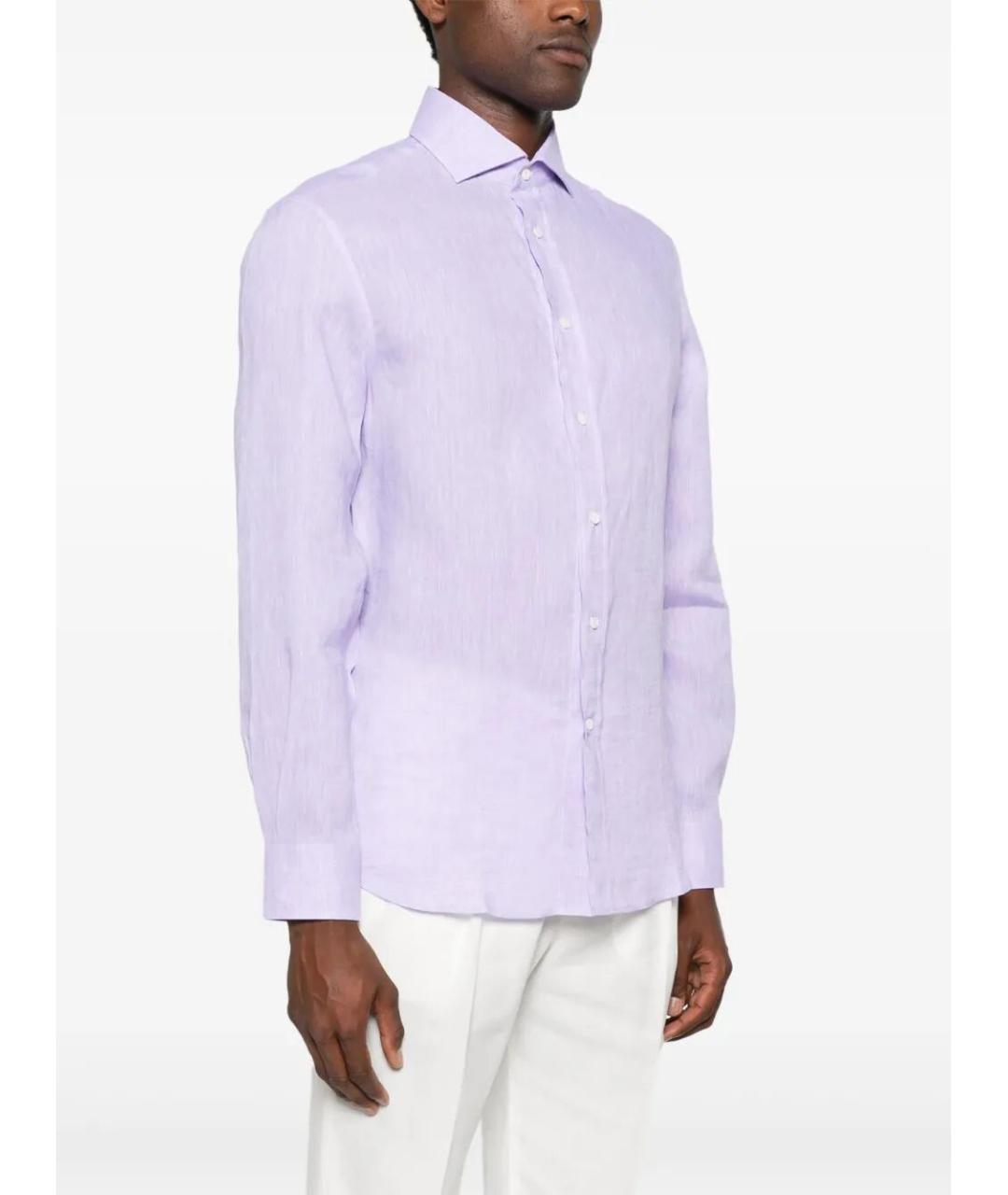 BRUNELLO CUCINELLI Фиолетовая льняная кэжуал рубашка, фото 4