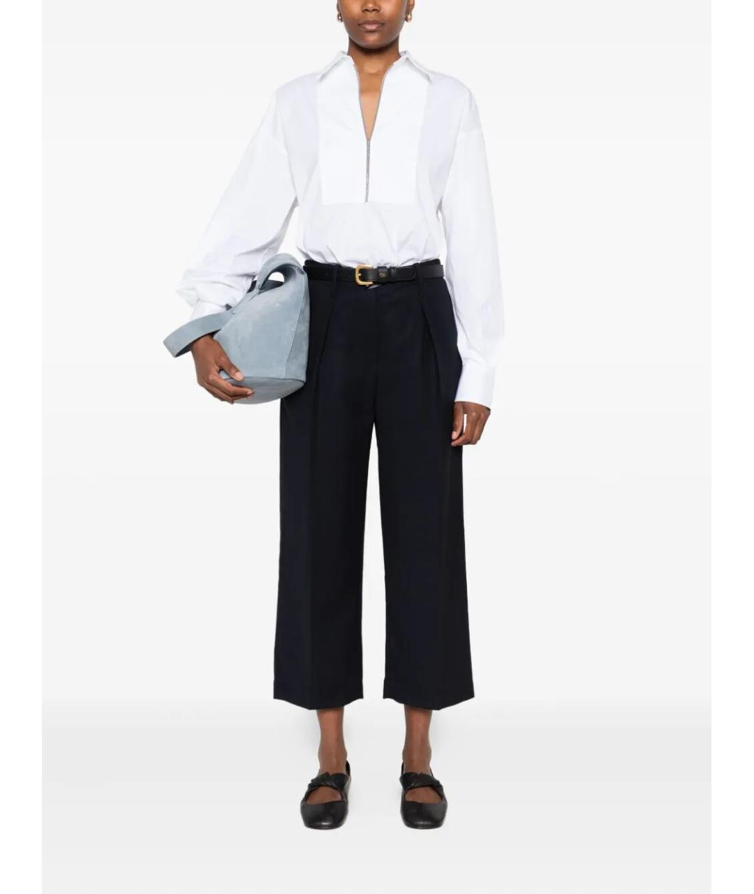 BRUNELLO CUCINELLI Синие шерстяные прямые брюки, фото 2