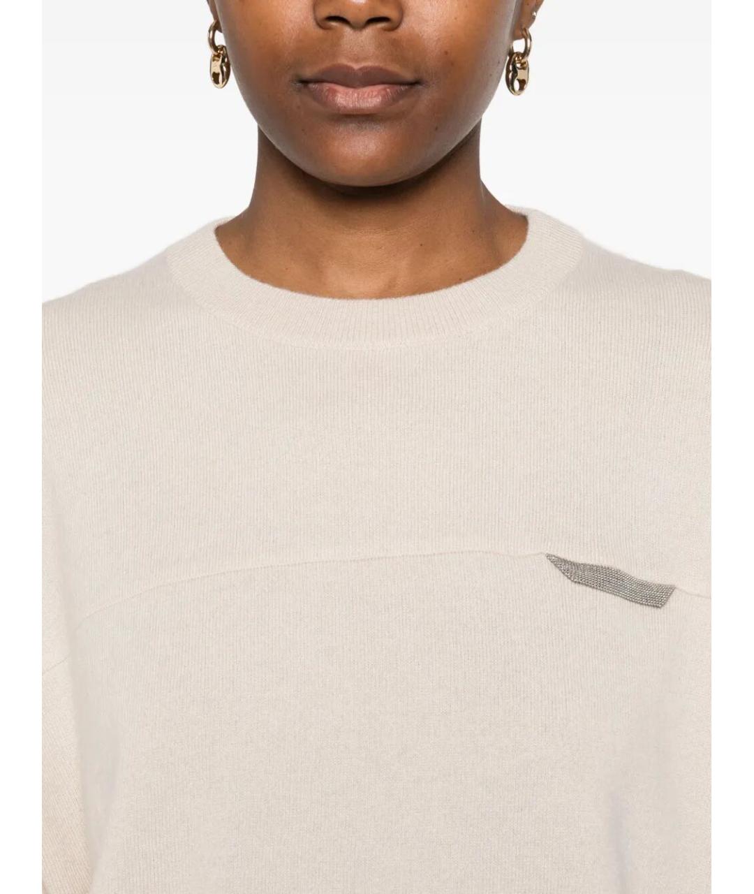 BRUNELLO CUCINELLI Бежевый кашемировый джемпер / свитер, фото 3