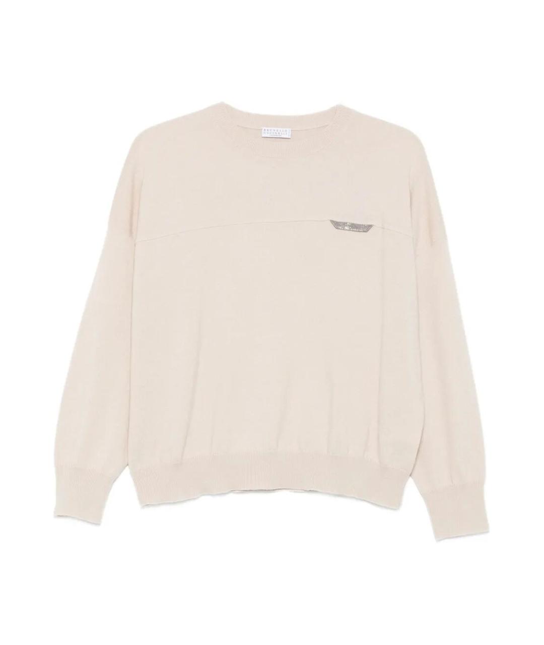 BRUNELLO CUCINELLI Бежевый кашемировый джемпер / свитер, фото 1