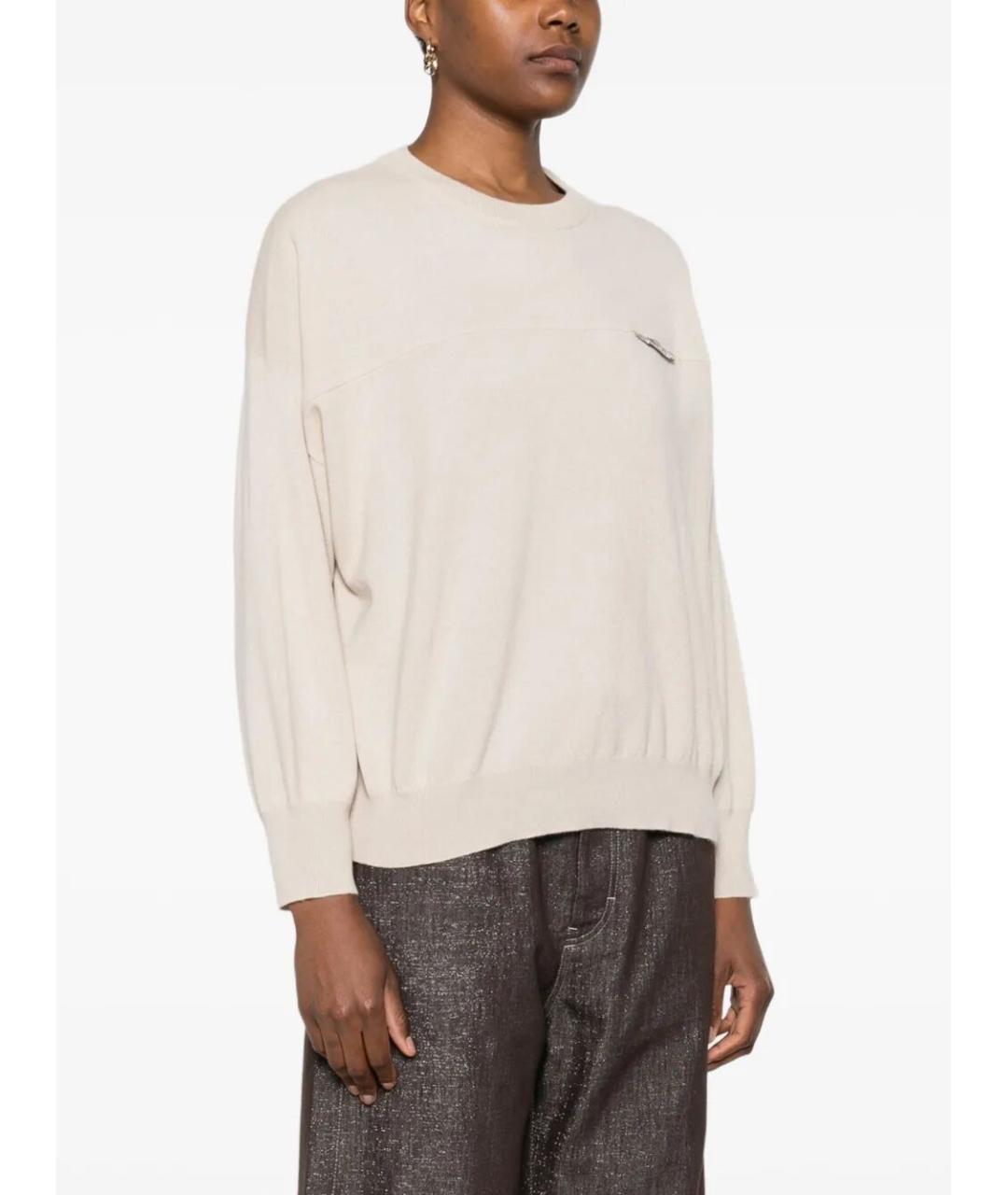 BRUNELLO CUCINELLI Бежевый кашемировый джемпер / свитер, фото 4