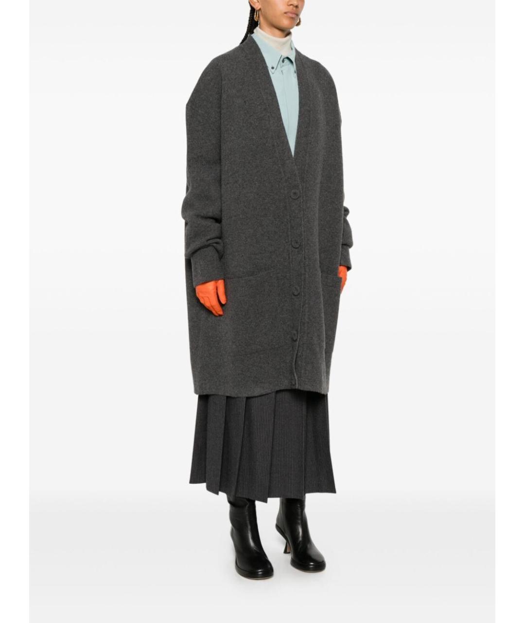JIL SANDER Антрацитовый шерстяной кардиган, фото 2