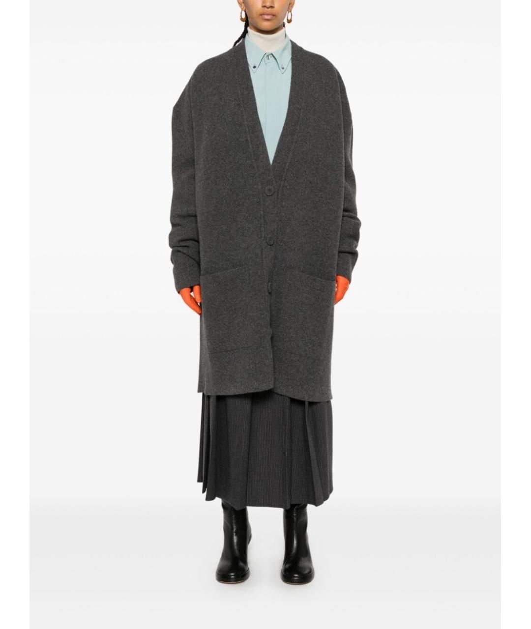 JIL SANDER Антрацитовый шерстяной кардиган, фото 3