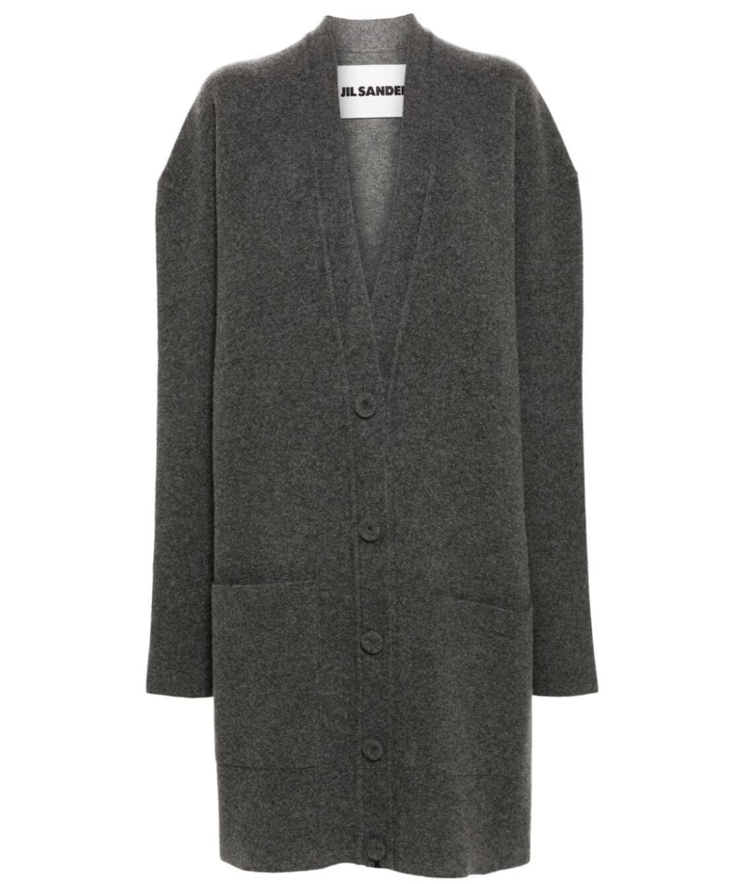 JIL SANDER Антрацитовый шерстяной кардиган, фото 1