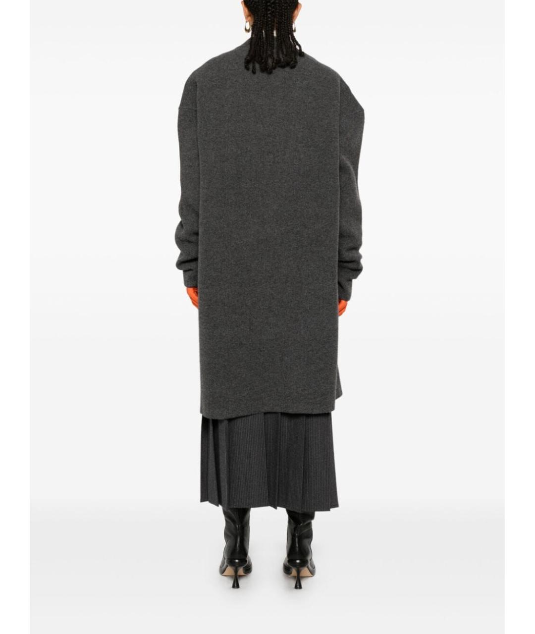 JIL SANDER Антрацитовый шерстяной кардиган, фото 4