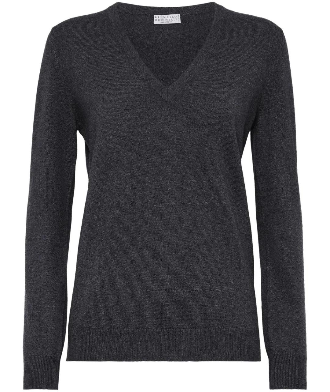 BRUNELLO CUCINELLI Антрацитовый кашемировый джемпер / свитер, фото 1