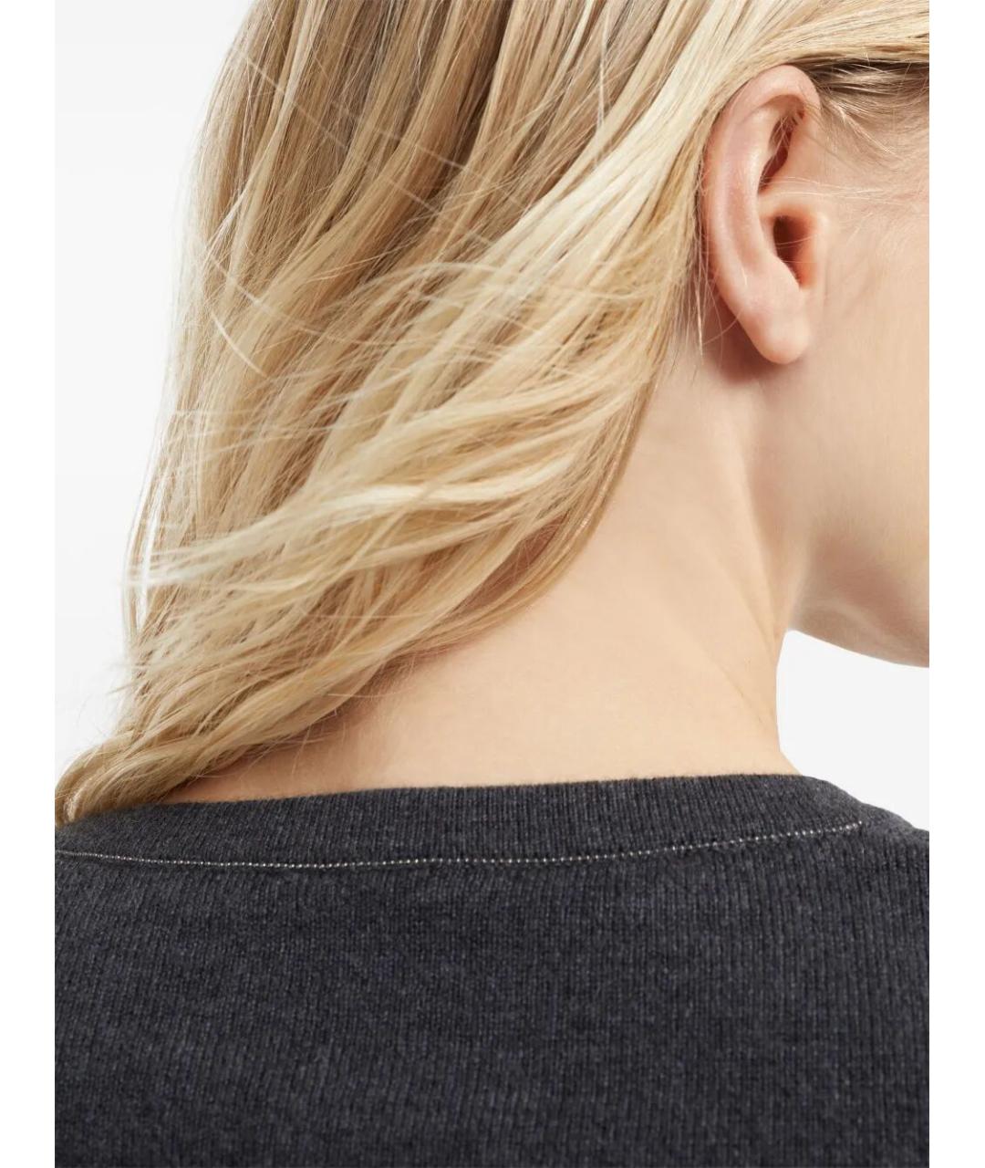 BRUNELLO CUCINELLI Антрацитовый кашемировый джемпер / свитер, фото 3