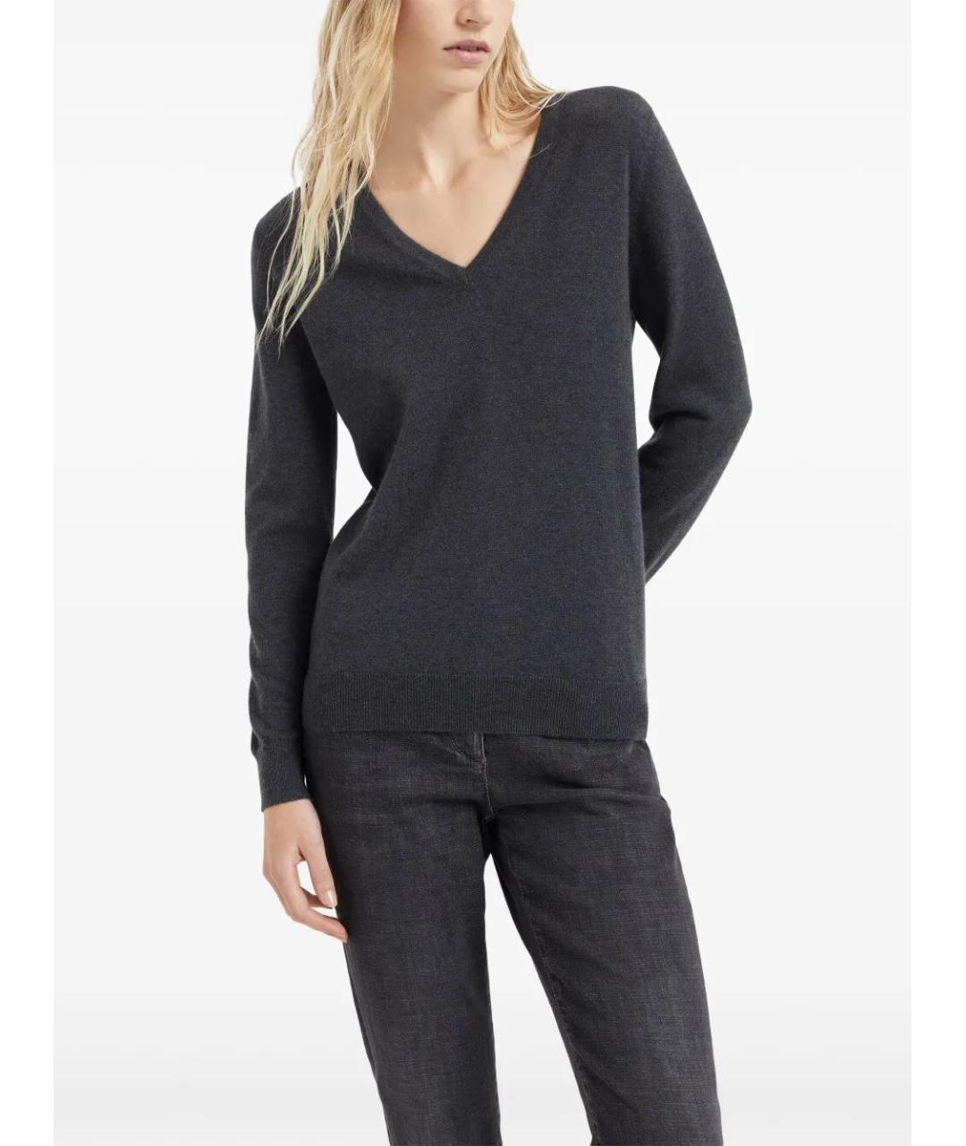 BRUNELLO CUCINELLI Антрацитовый кашемировый джемпер / свитер, фото 5