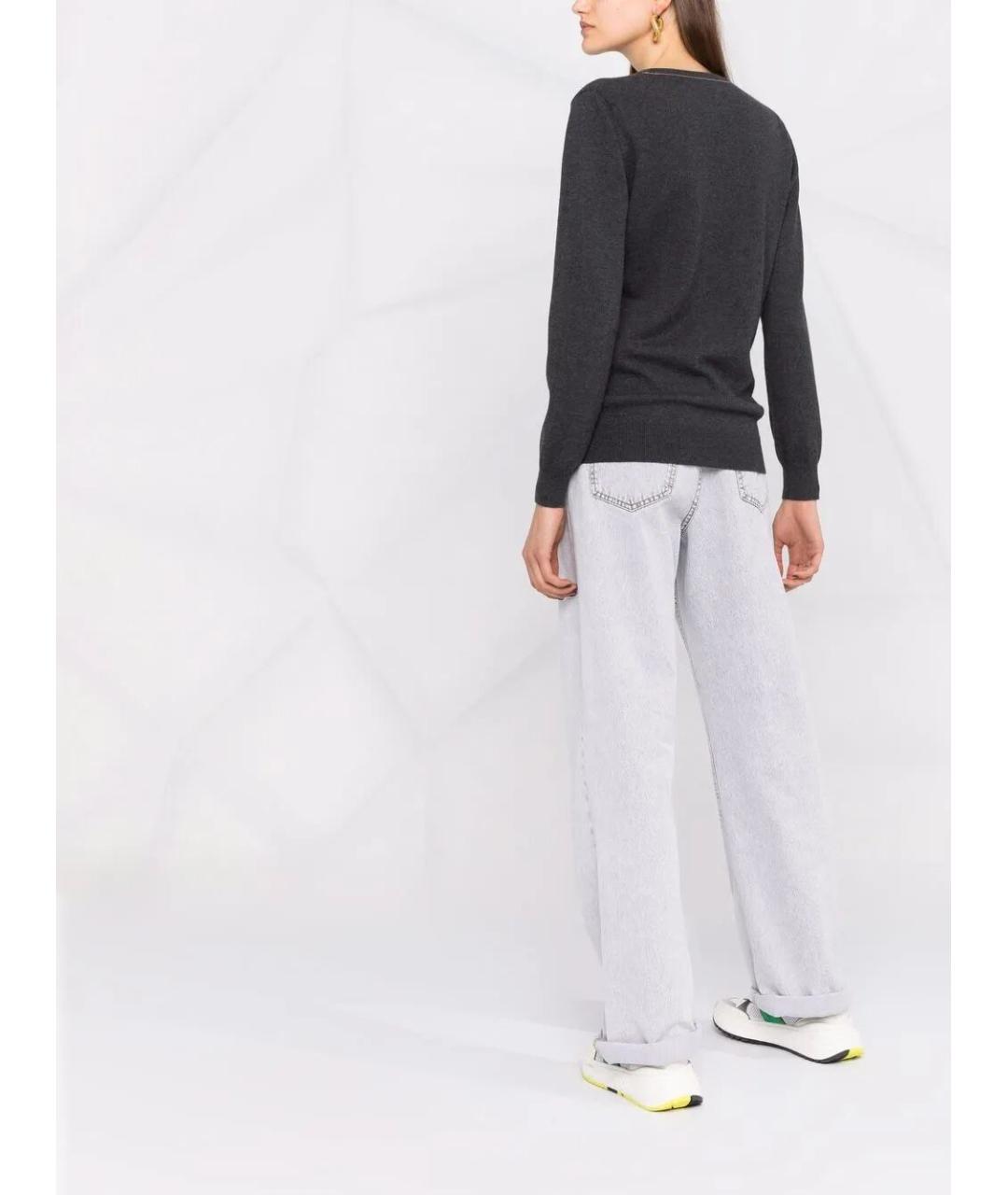 BRUNELLO CUCINELLI Антрацитовый кашемировый джемпер / свитер, фото 4