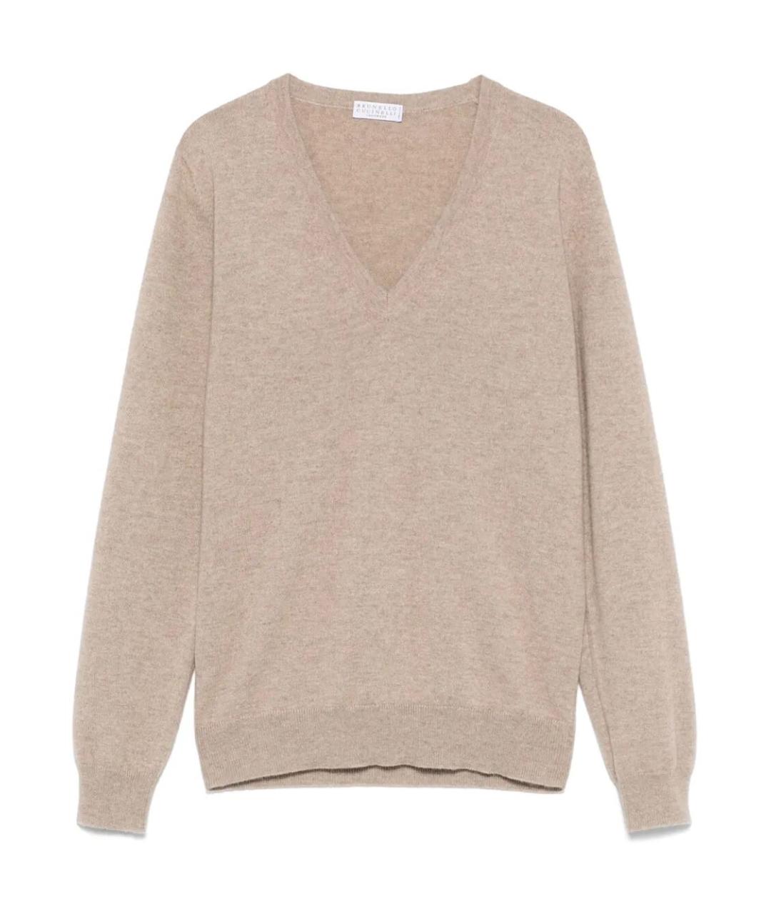 BRUNELLO CUCINELLI Бежевый кашемировый джемпер / свитер, фото 1