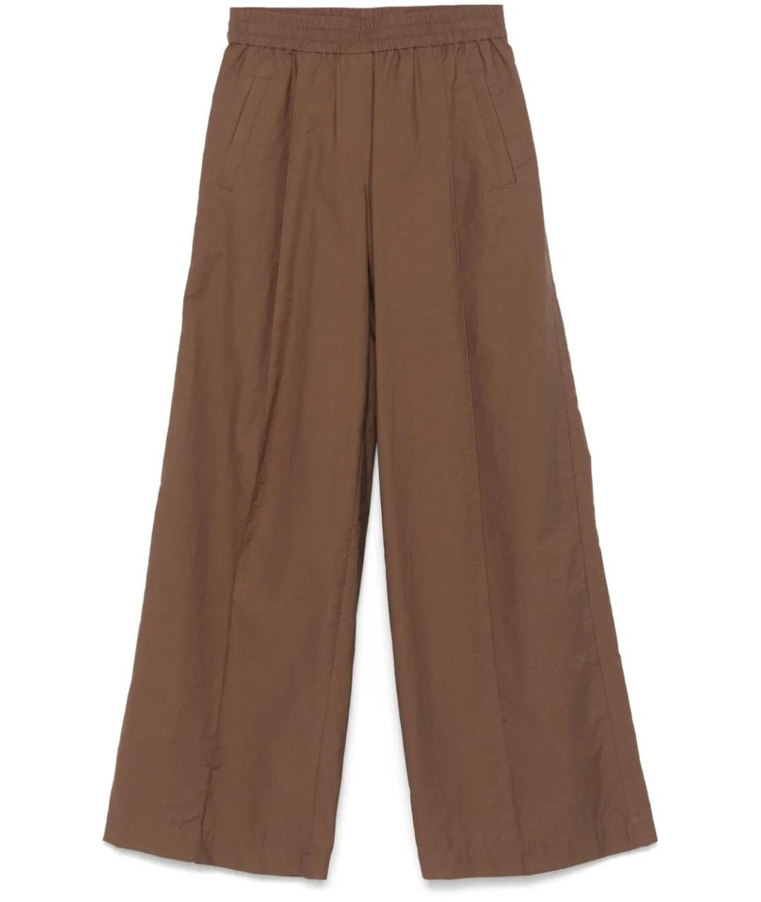 BRUNELLO CUCINELLI Коричневые хлопко-эластановые брюки широкие, фото 1