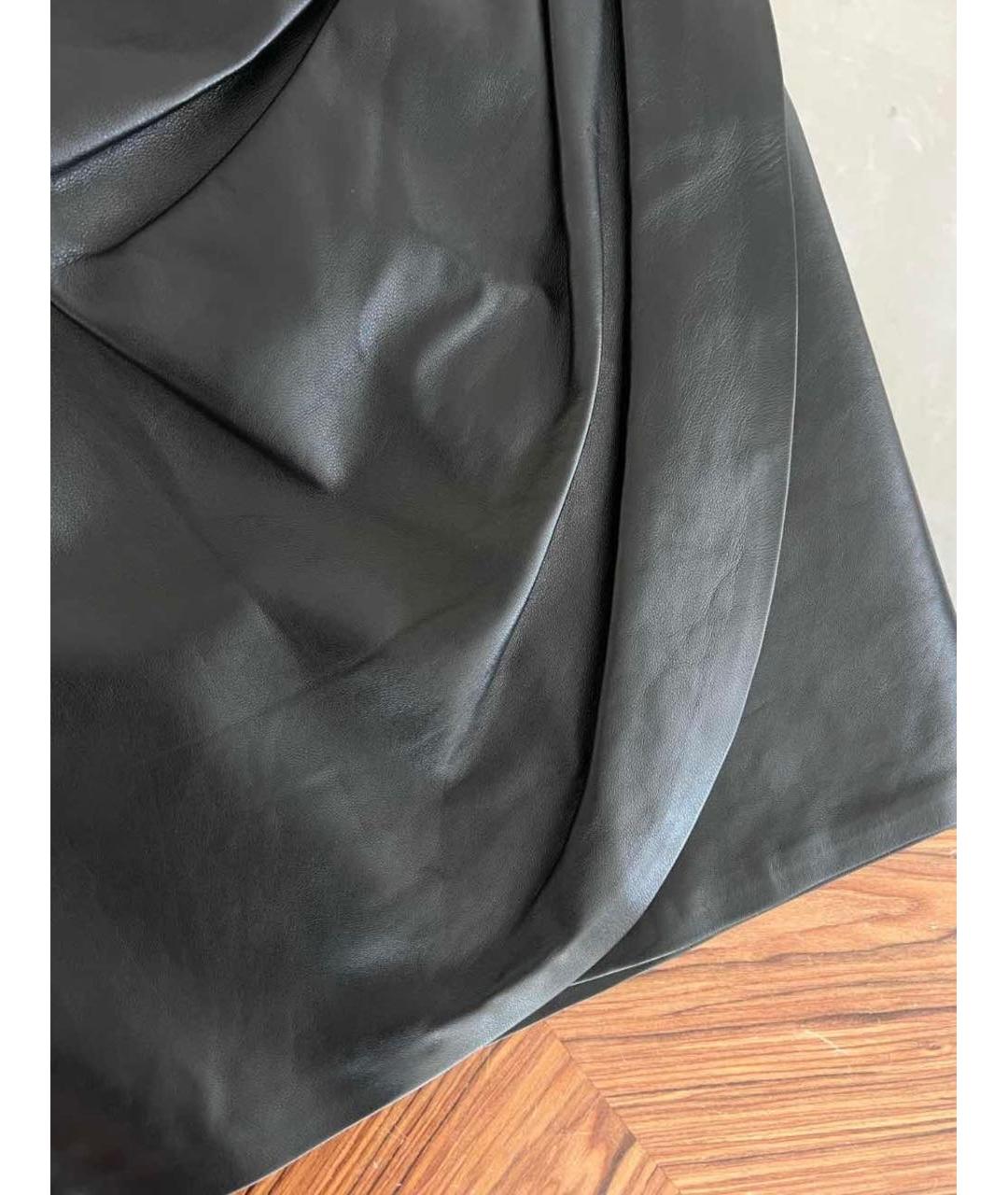 CHRISTIAN DIOR Черная кожаная юбка мини, фото 3