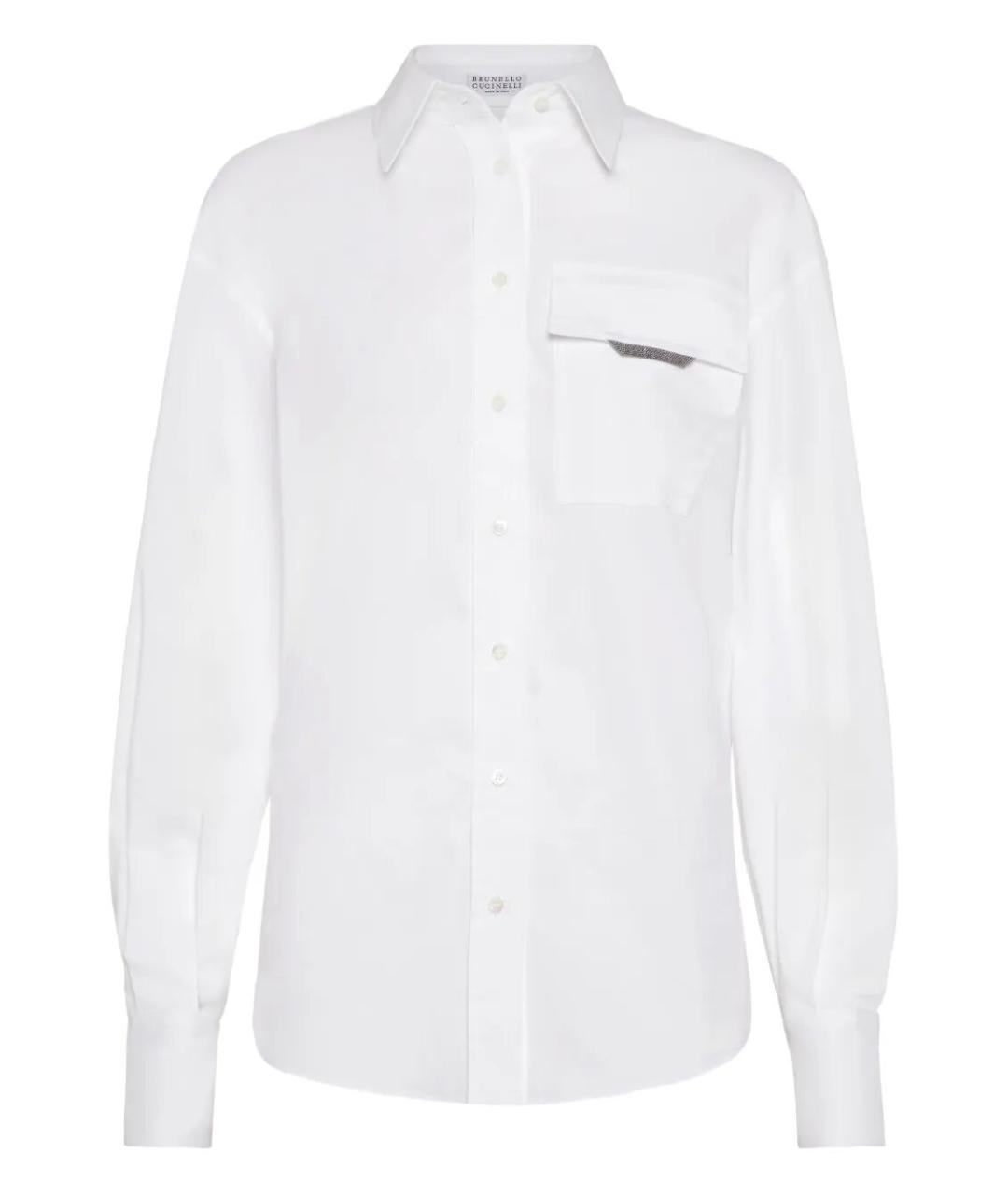 BRUNELLO CUCINELLI Белая хлопко-эластановая рубашка, фото 1
