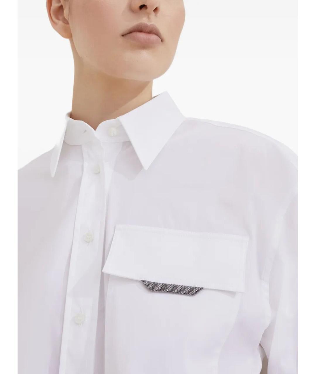 BRUNELLO CUCINELLI Белая хлопко-эластановая рубашка, фото 3