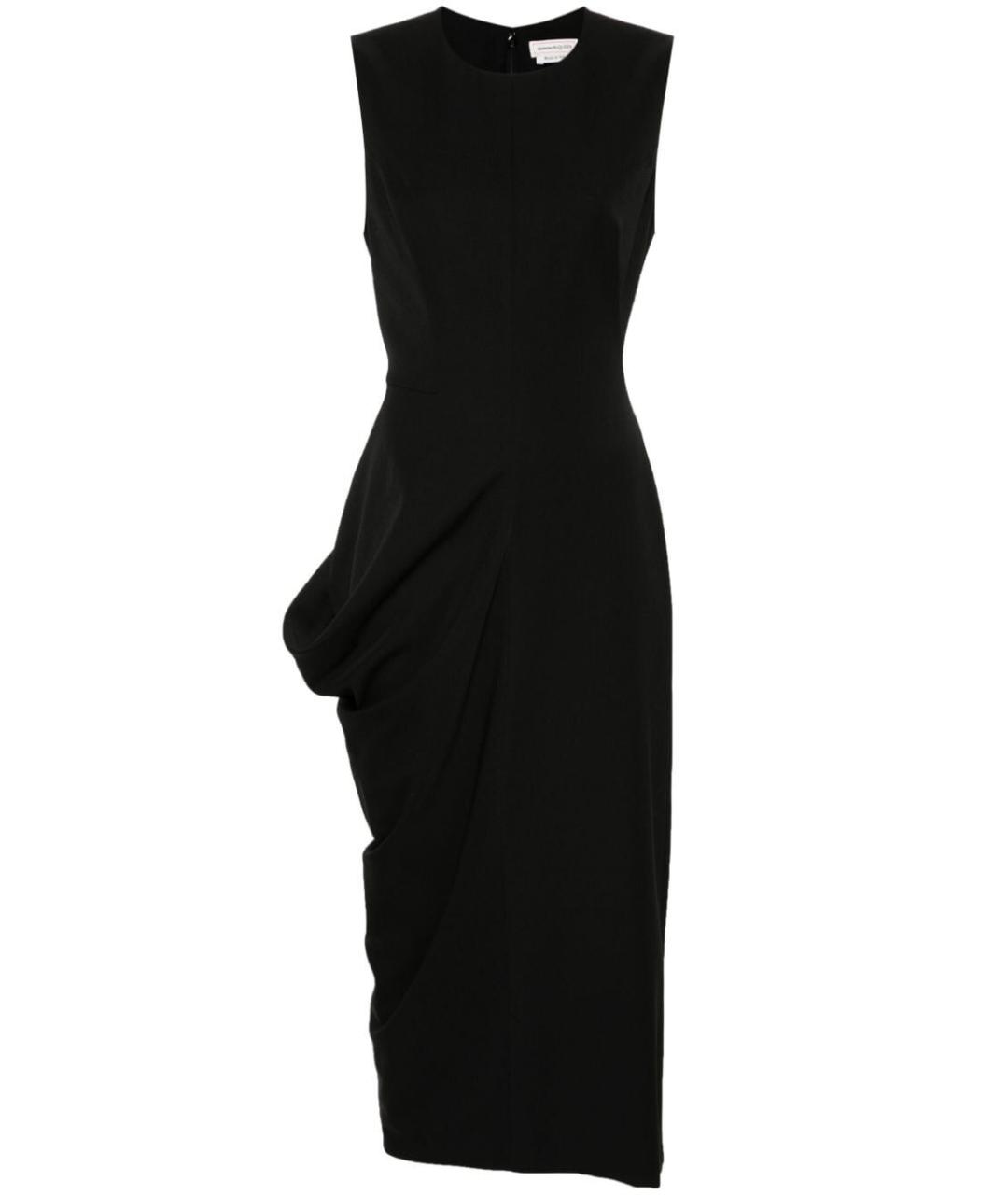 ALEXANDER MCQUEEN Черное шерстяное коктейльное платье, фото 1