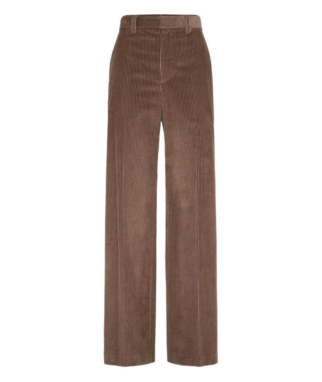 BRUNELLO CUCINELLI Коричневые хлопковые брюки широкие, фото 1