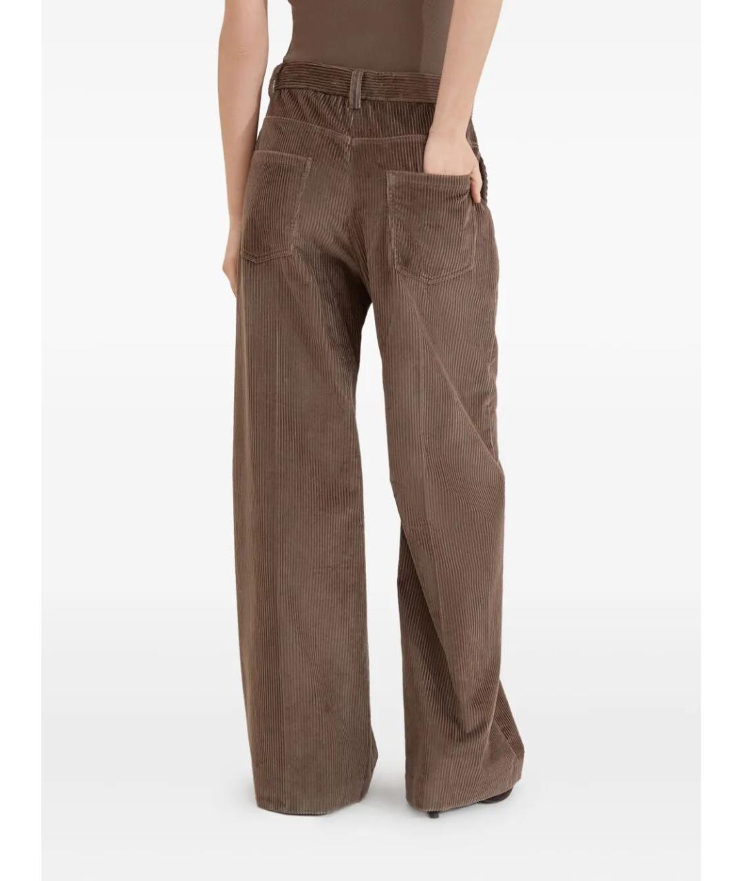 BRUNELLO CUCINELLI Коричневые хлопковые брюки широкие, фото 3