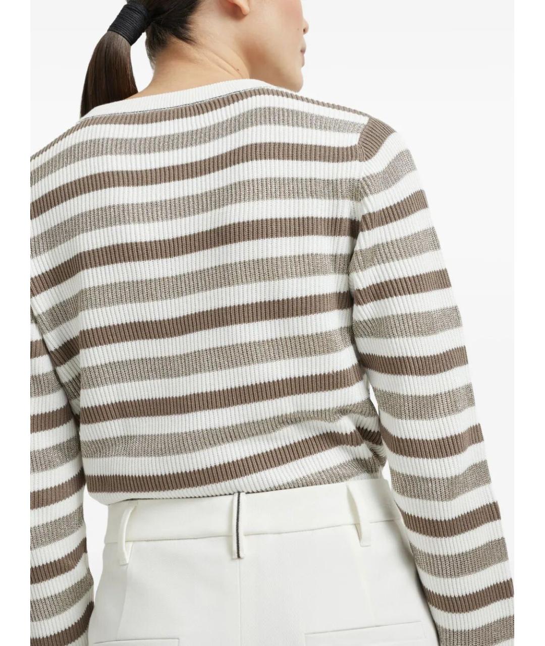 BRUNELLO CUCINELLI Белые хлопко-эластановые прямые брюки, фото 4