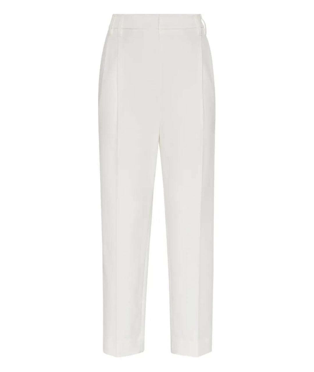 BRUNELLO CUCINELLI Белые хлопко-эластановые прямые брюки, фото 1