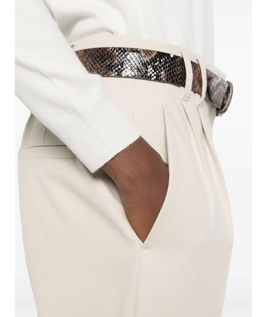 BRUNELLO CUCINELLI Бежевые хлопко-эластановые прямые брюки, фото 3