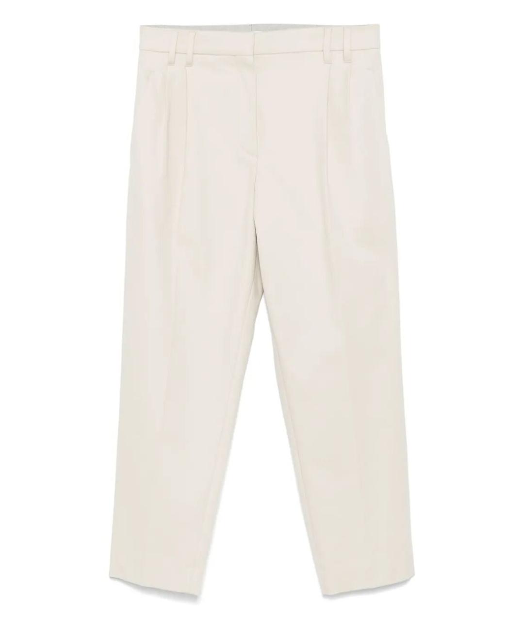 BRUNELLO CUCINELLI Бежевые хлопко-эластановые прямые брюки, фото 1