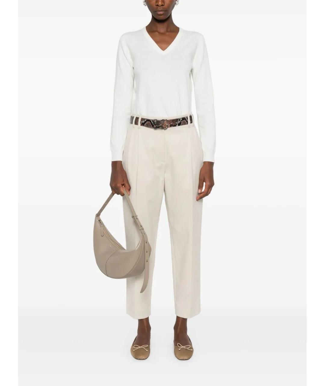 BRUNELLO CUCINELLI Бежевые хлопко-эластановые прямые брюки, фото 2