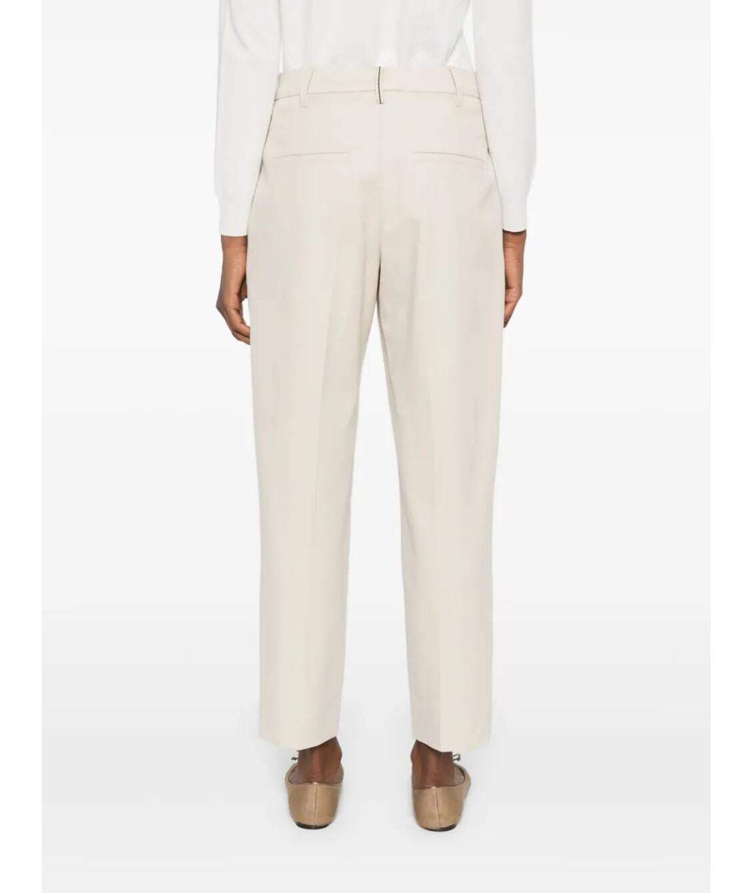 BRUNELLO CUCINELLI Бежевые хлопко-эластановые прямые брюки, фото 5
