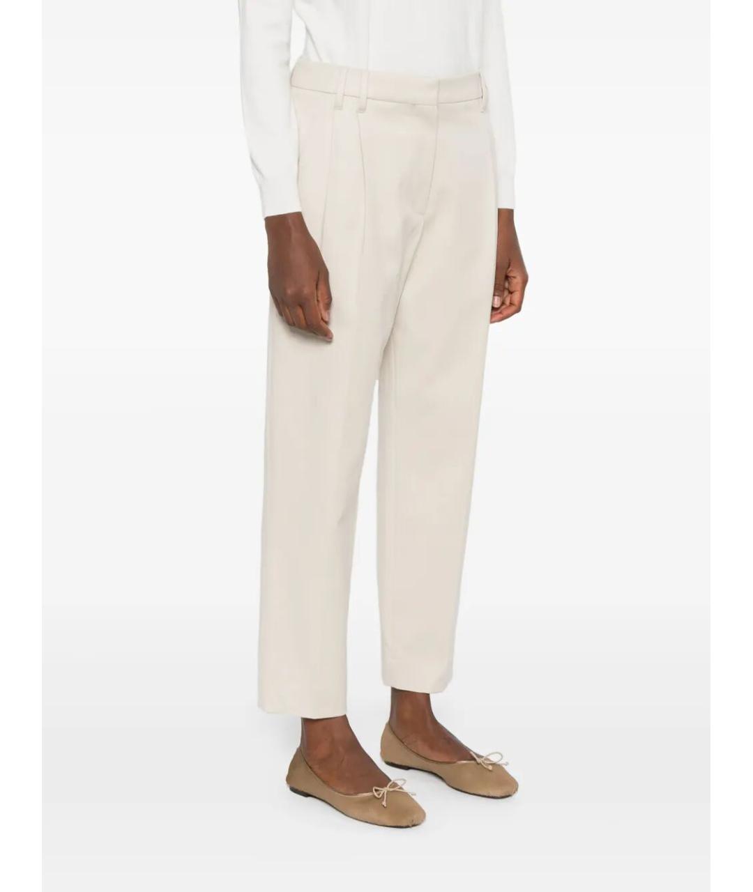 BRUNELLO CUCINELLI Бежевые хлопко-эластановые прямые брюки, фото 4