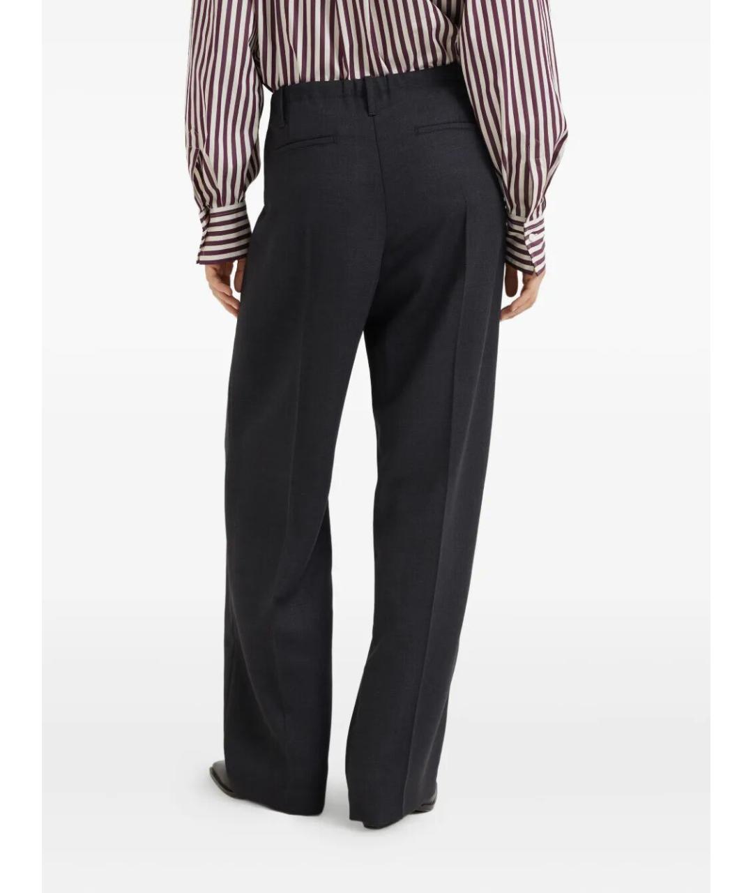 BRUNELLO CUCINELLI Антрацитовые шерстяные прямые брюки, фото 5