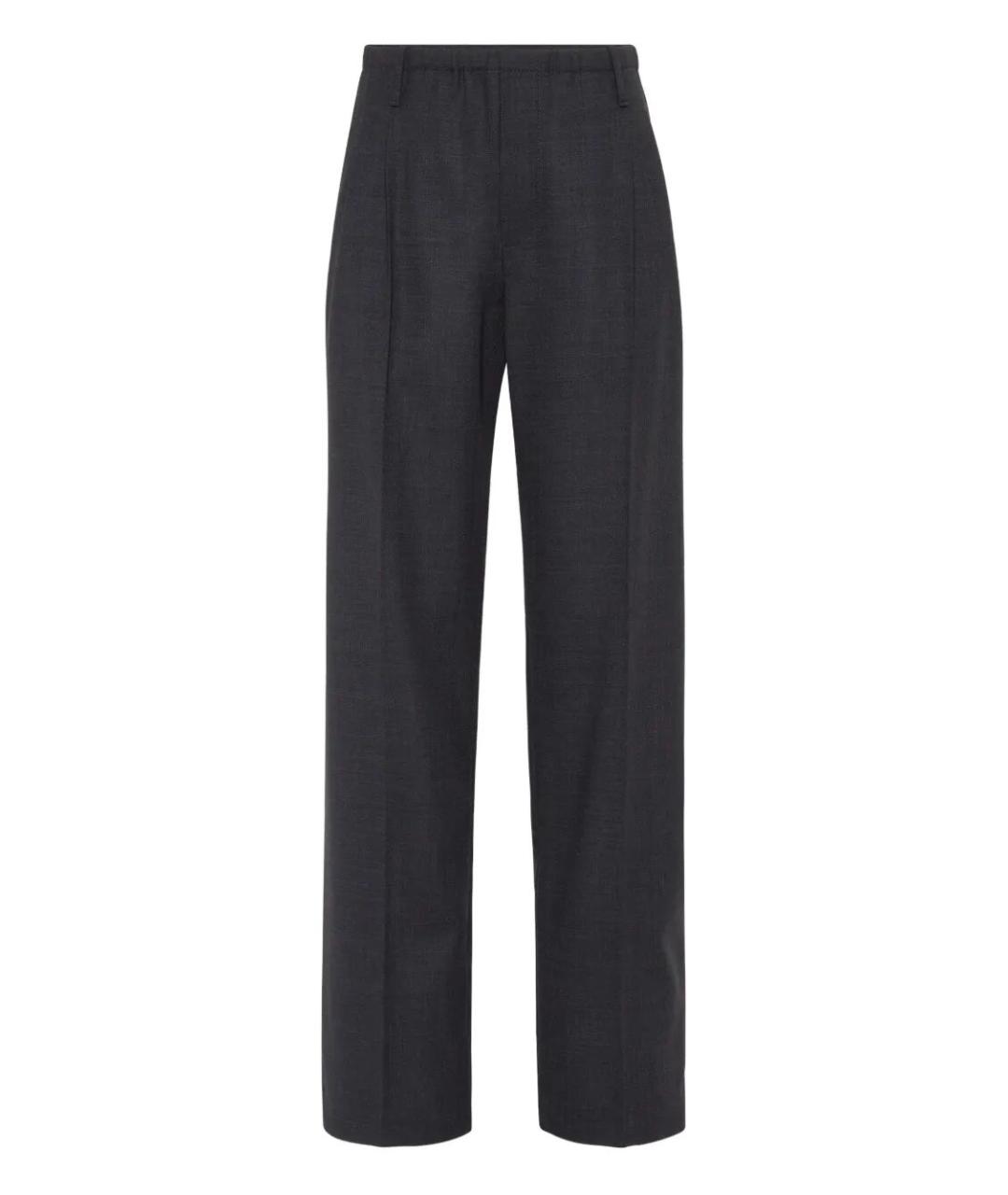 BRUNELLO CUCINELLI Антрацитовые шерстяные прямые брюки, фото 1