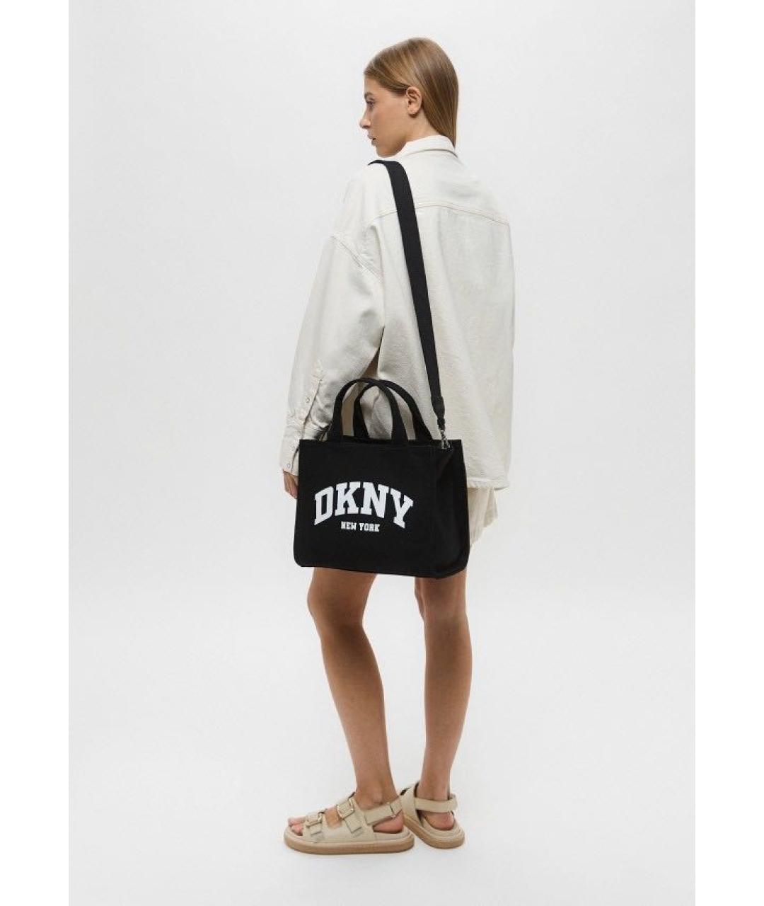 DKNY Черная хлопковая сумка тоут, фото 2