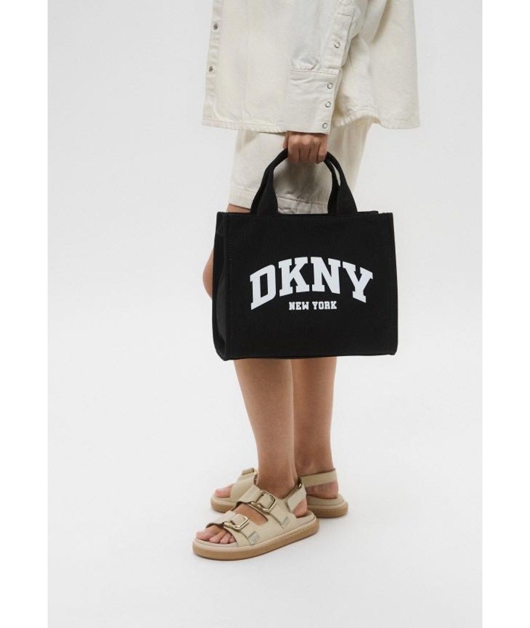 DKNY Черная хлопковая сумка тоут, фото 5