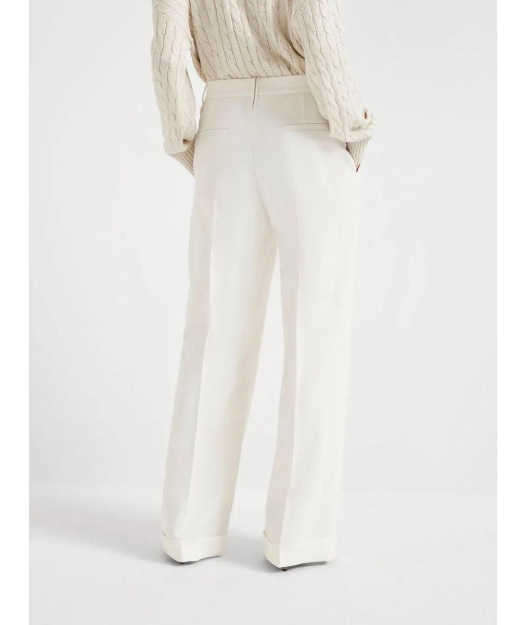 BRUNELLO CUCINELLI Белые хлопковые брюки широкие, фото 3
