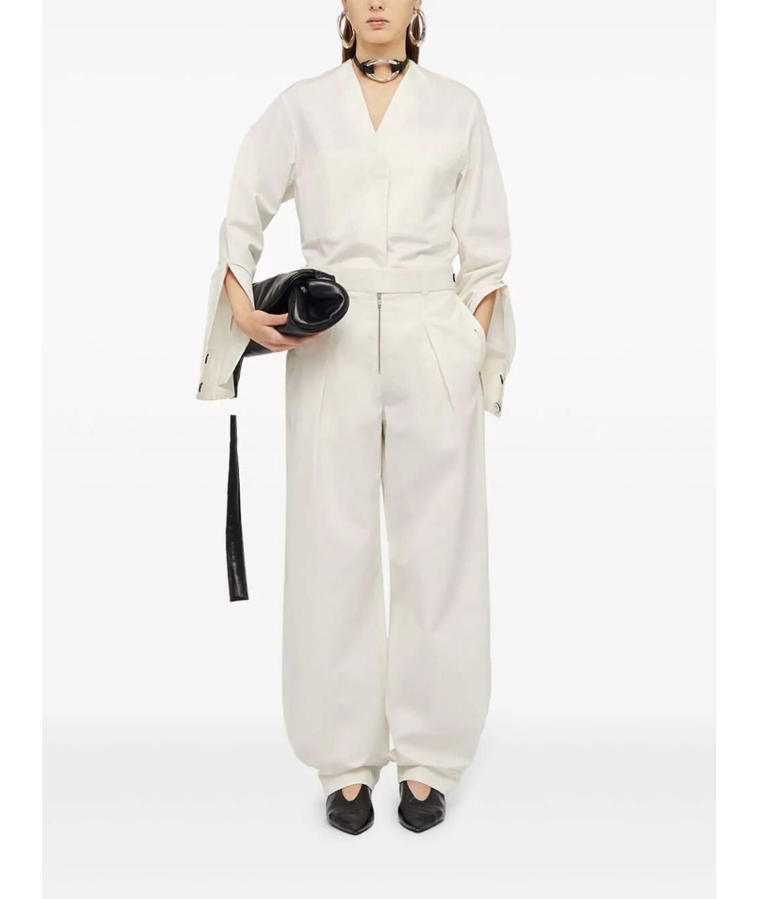 JIL SANDER Белые хлопковые брюки широкие, фото 2