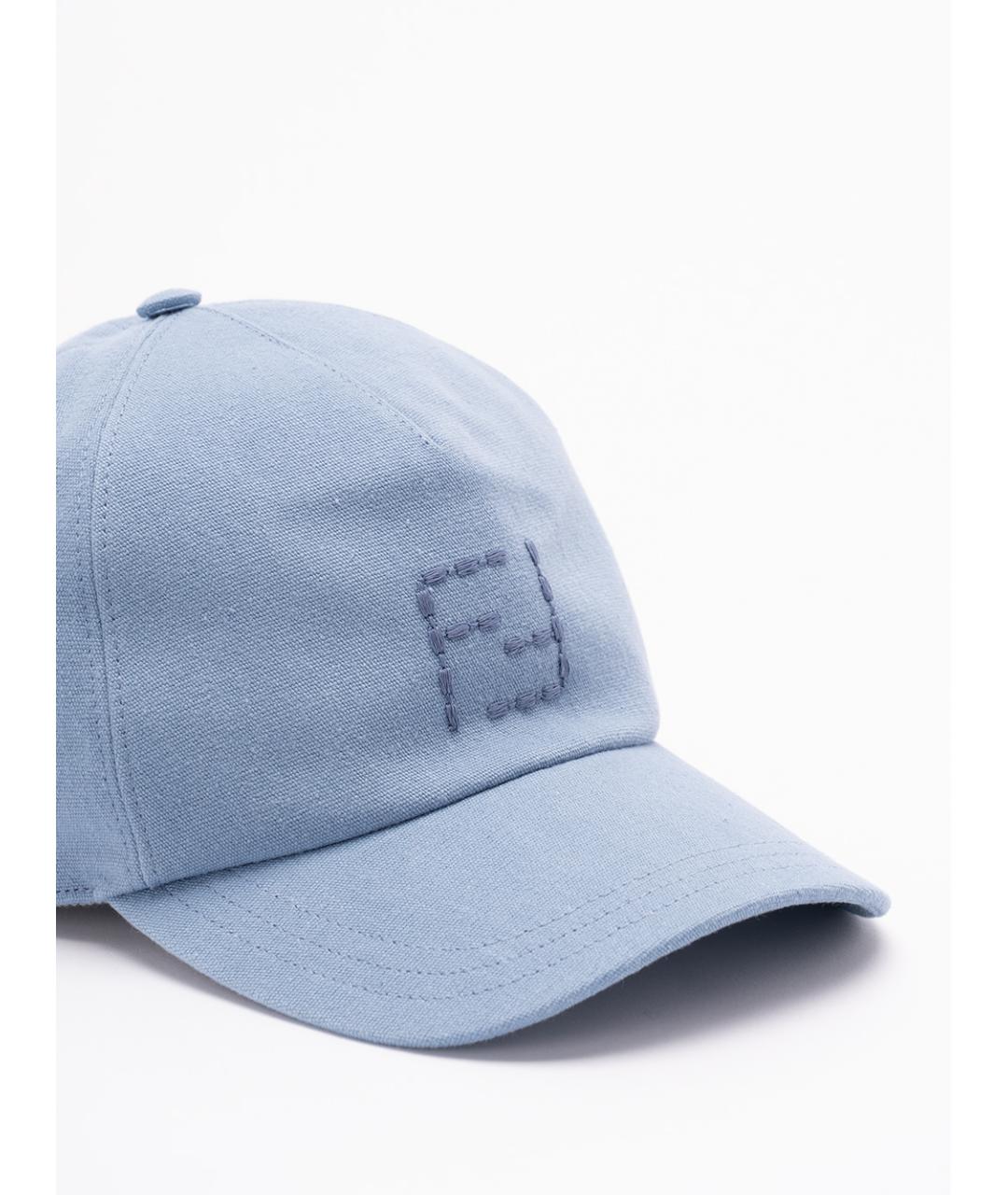 FENDI Голубая льняная кепка/бейсболка, фото 4
