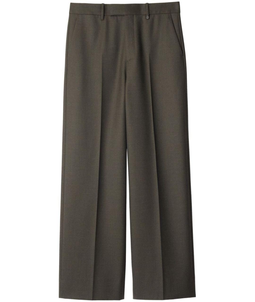 BURBERRY Хаки шерстяные повседневные брюки, фото 1