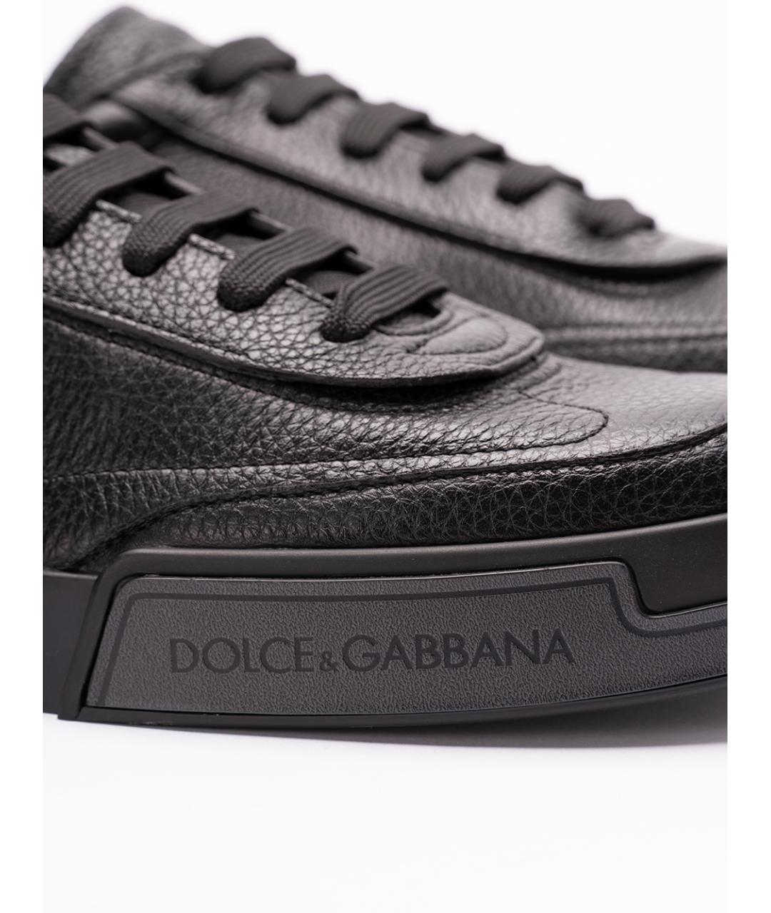 DOLCE&GABBANA Черные кожаные низкие кроссовки / кеды, фото 5