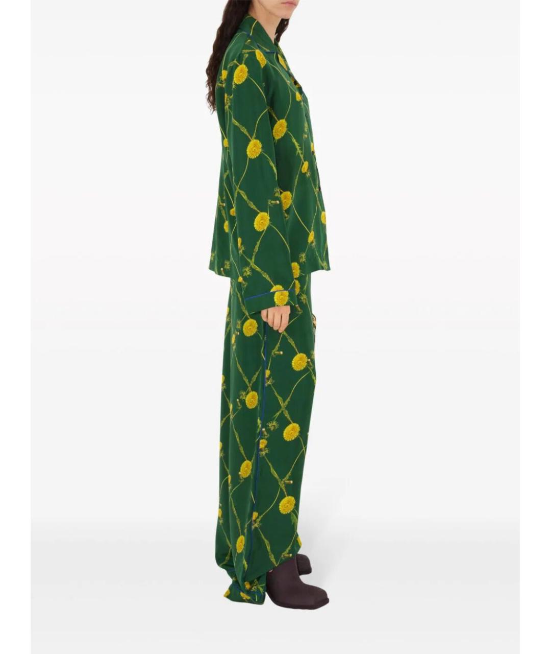 BURBERRY Зеленые шелковые прямые брюки, фото 4