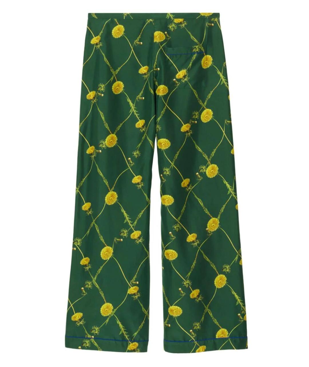 BURBERRY Зеленые шелковые прямые брюки, фото 3