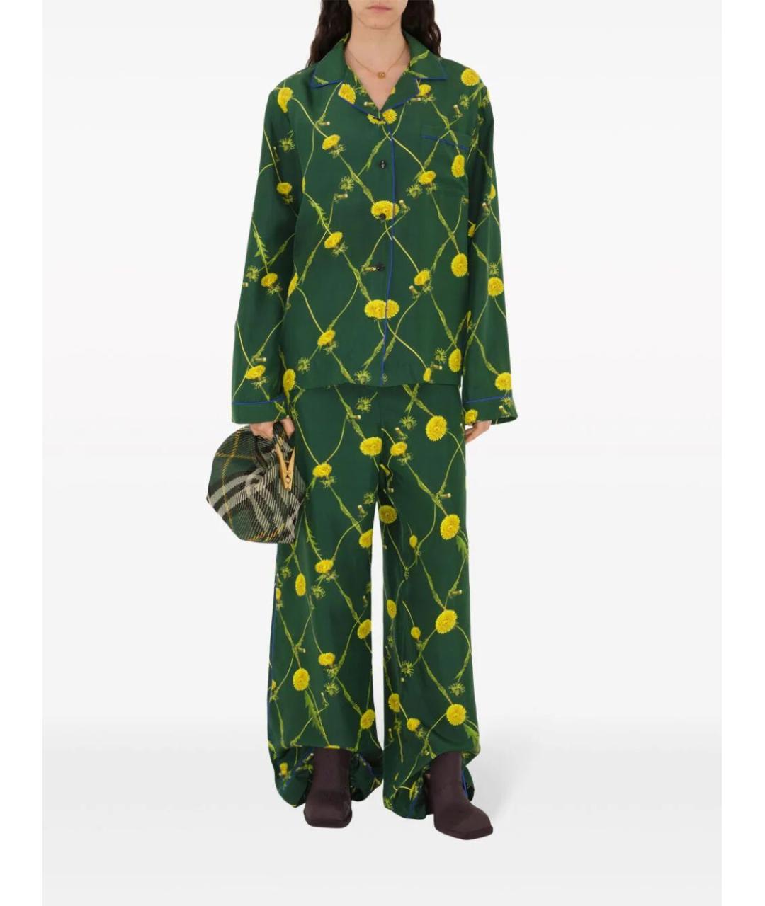 BURBERRY Зеленая шелковая рубашка, фото 2