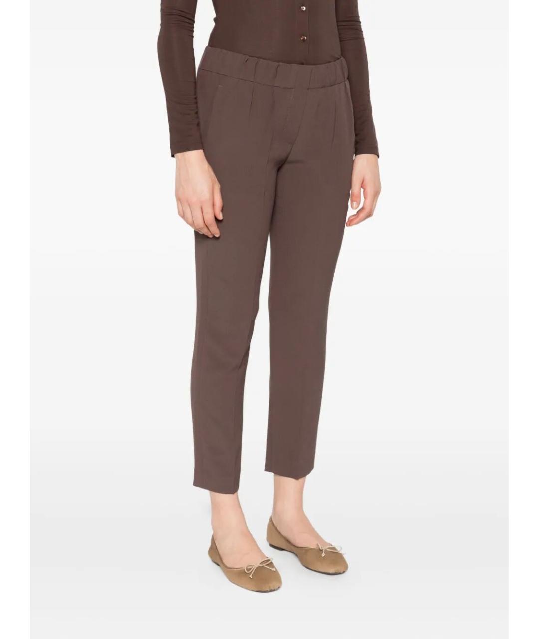 BRUNELLO CUCINELLI Коричневые ацетатные брюки узкие, фото 3