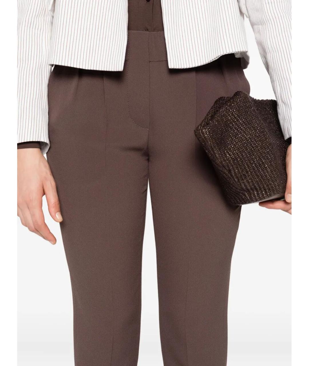 BRUNELLO CUCINELLI Коричневые ацетатные брюки узкие, фото 4
