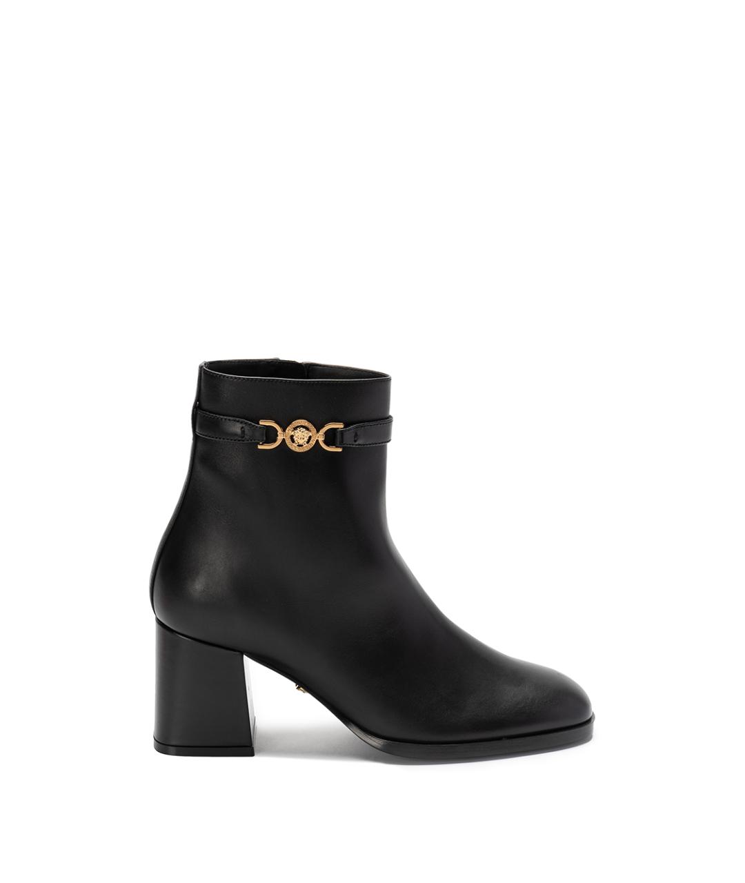 VERSACE Черные кожаные ботильоны, фото 1