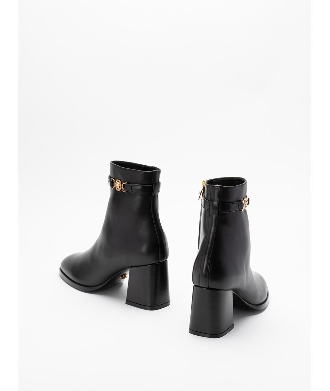 VERSACE Черные кожаные ботильоны, фото 3