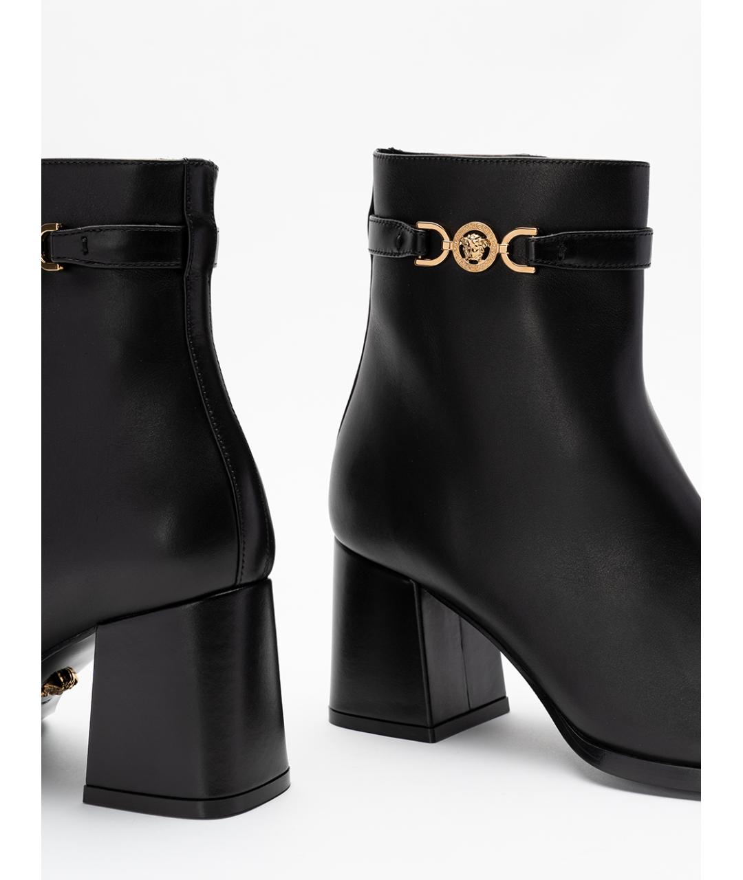 VERSACE Черные кожаные ботильоны, фото 5